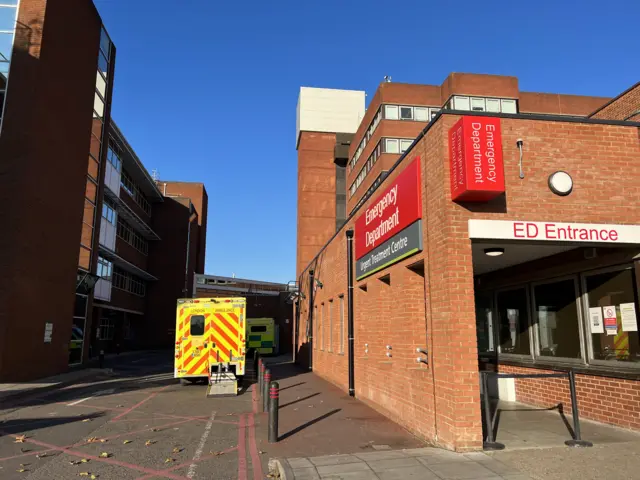 Two ambulances outside A & E