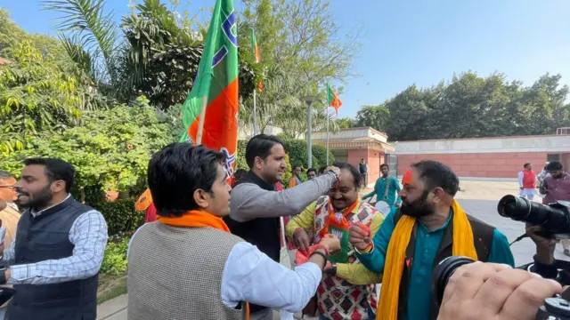 Celebrations at BJP HQ in Delhi