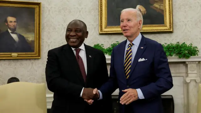 South Africa President Cyril Ramaphosa meets US President Joe Biden