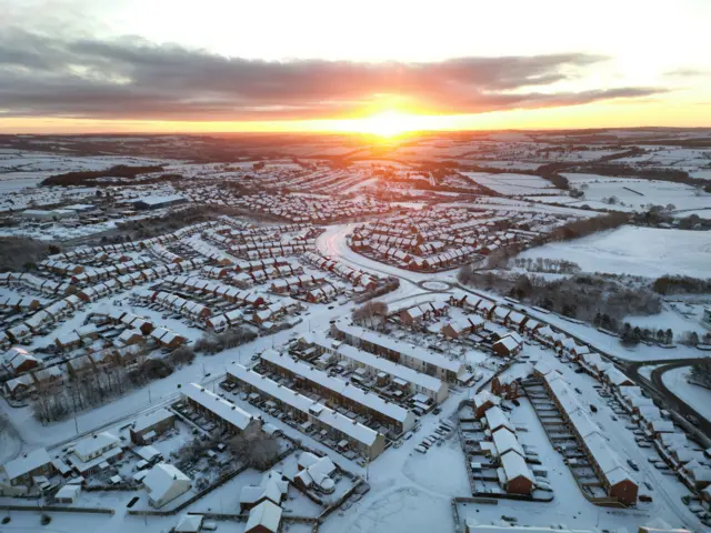 Overnight snow in Consett, County Durham