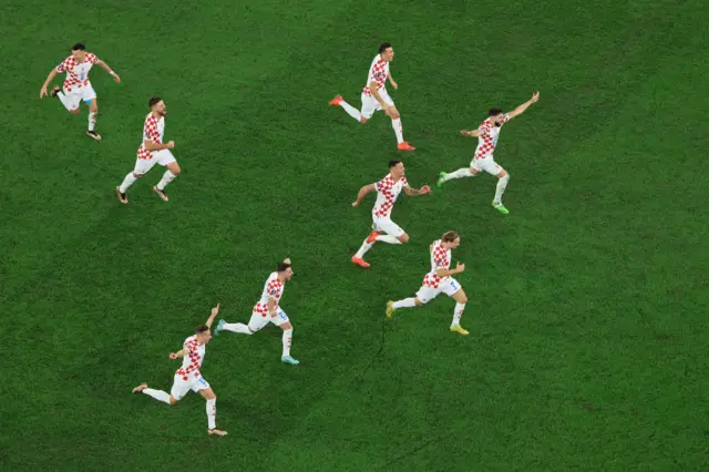 Croatia celebrate winning.