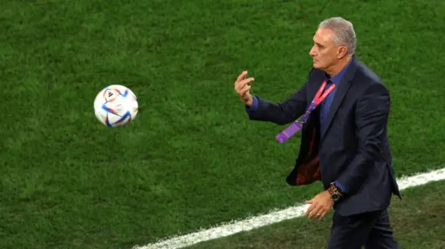 Brazil coach Tite during his side's World Cup defeat by Croatia