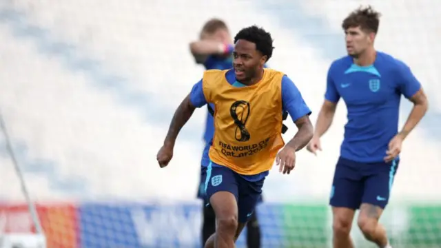 Raheem Sterling trains with England on Friday