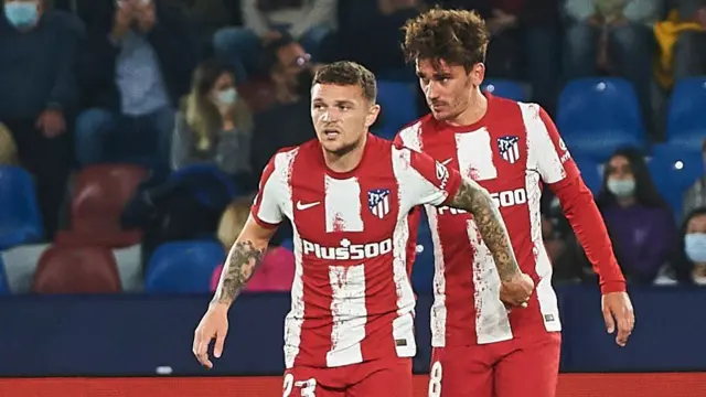 Antoine Griezmann and Kieran Trippier celebrate for Atletico Madrid.