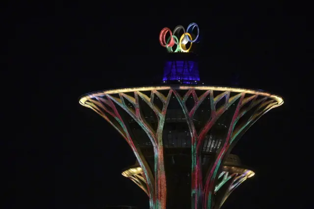 Outside the Olympic stadium in Beijing