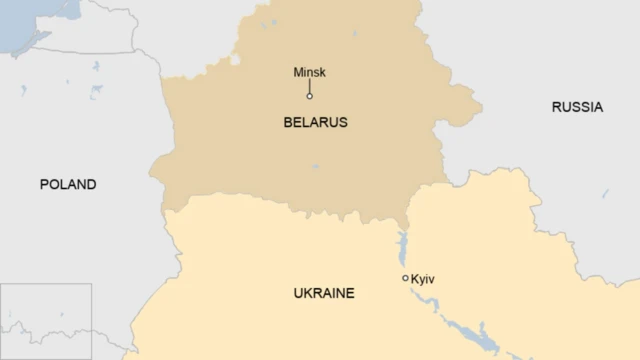 A map of the region featuring Belarus, Ukraine and Russia