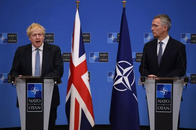 Boris Johnson and Jens Stoltenberg hold a press conference