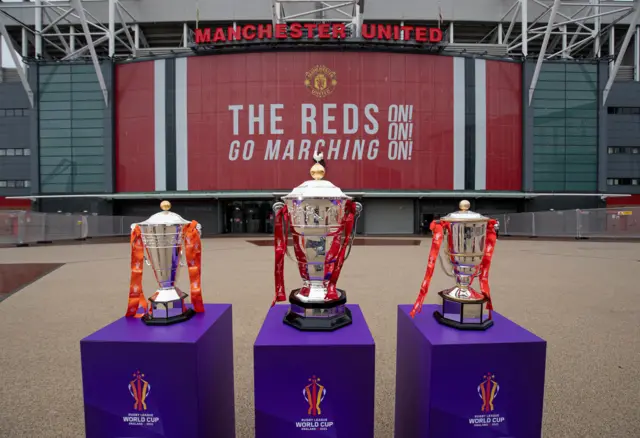 World Cup trophies at Old Trafford