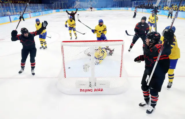 Canada score against Sweden in Winter Olympics ice hockey