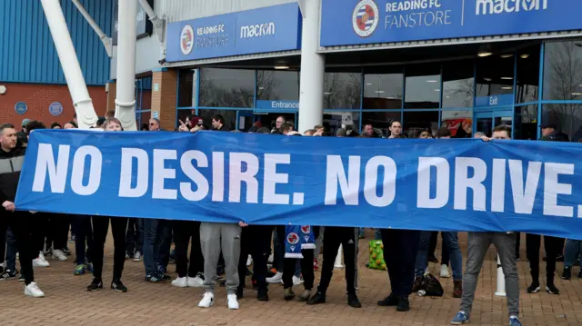 Reading fans protest ahead of their home match against Coventry