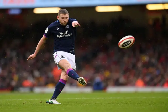 Finn Russell lands a penalty for Scotland