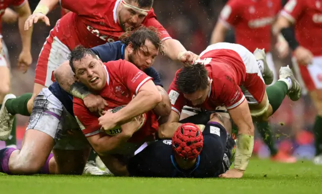 Ryan Elias carries the ball for Wales