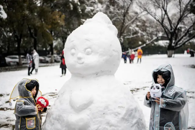 A snowman at the Winter Olympics