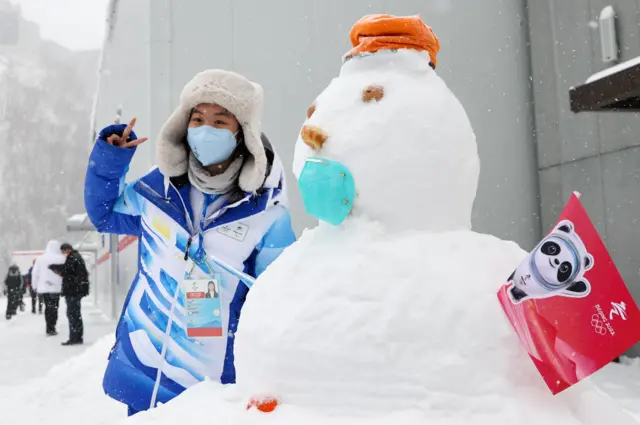 Fan with snowman