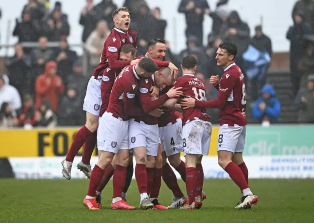 Arbroath celebrate Craig Wighton's early breakthrough