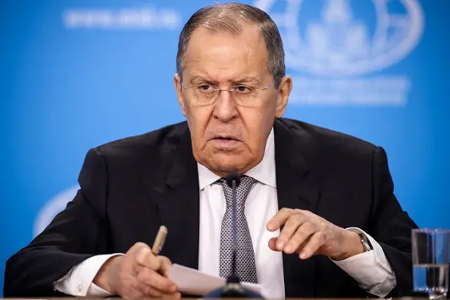 Sergei Lavrov during a press conference