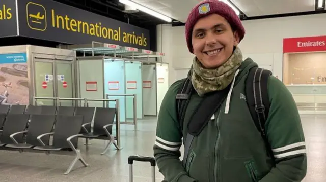 Haider Ali in Gatwick airport on Saturday