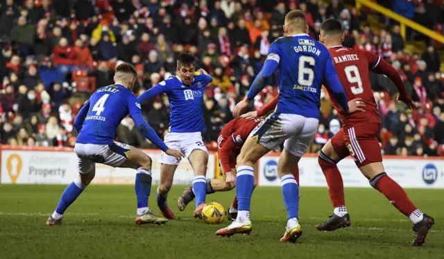 Aberdeen trailed 1-0 before Calvin Ramsay was tripped in the box by Callum Booth, with Lewis Ferguson scoring the spot kick