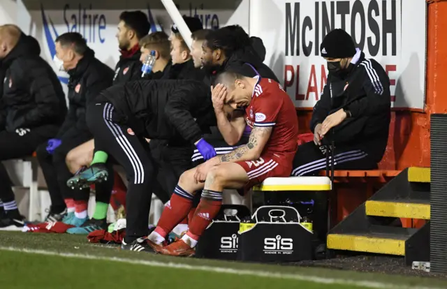 Scott Brown went off injured for Aberdeen
