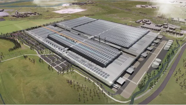 Artist impression of the Britishvolt factory, to be built in Northumberland