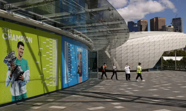 The scene outside Melbourne Park