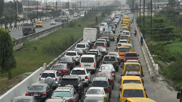 Motorists queue to buy fuel in short supply in Lagos, Nigeria's commercial hub - 9 February 2022