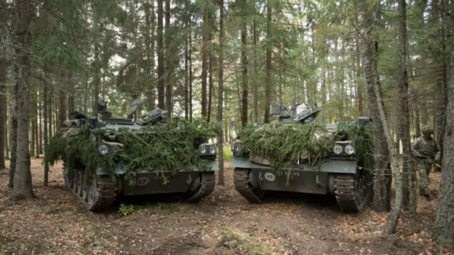 Soldiers take part in a battlegroup training exercise in Estonia, October 2020