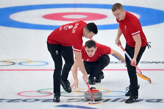 GB Curlers playing stone vs ROC