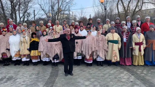 A choir in Kharkiv for Ukraine's unity day