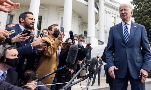 President Biden speaks to reporters at the White House