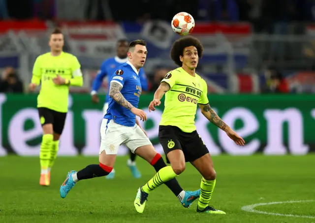 Ryan Jack keeps an eye on Axel Witsel