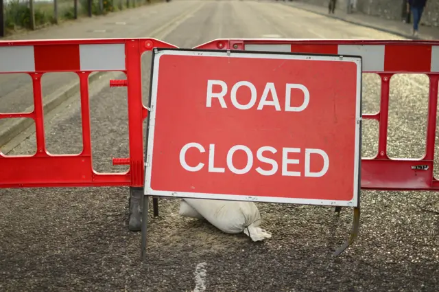 Road closed sign