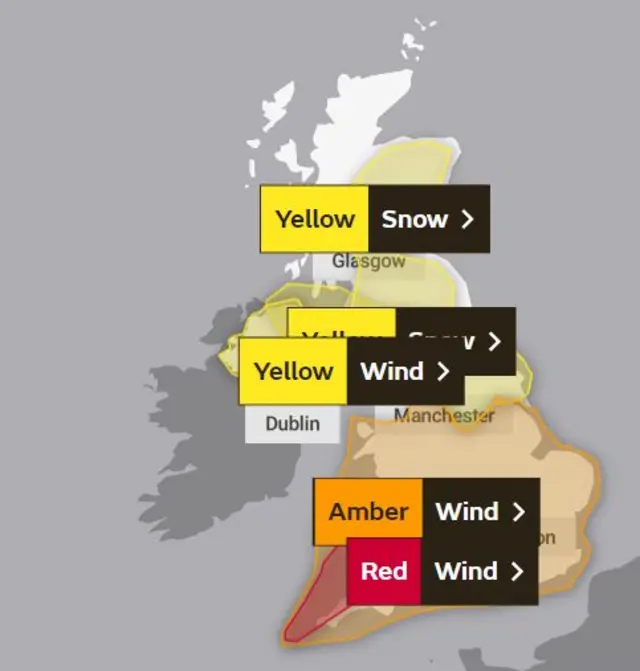 Weather warnings across the UK