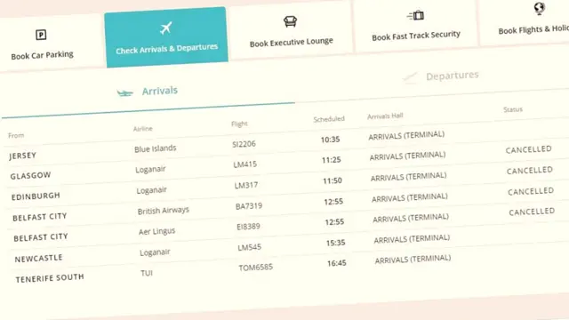 Exeter Airport flights board