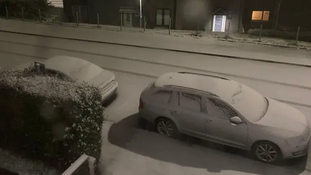 Snow seen in Greenock in Inverclyde, as reported by a BBC Weather Watcher