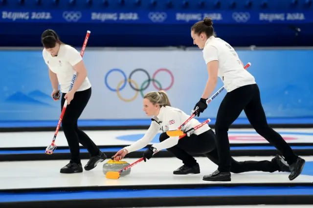 Hailey Duff, Vicky Wright and Jennifer Dodds in action for GB