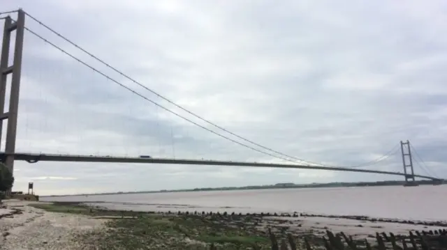 General view of the Humber Bridge, as seen from the location of Hessle