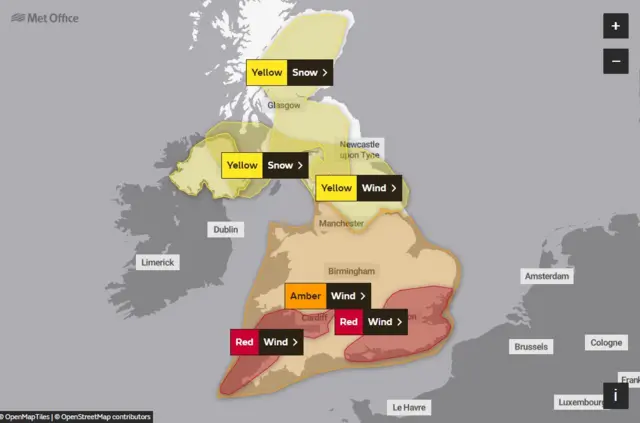 Met Office warning map