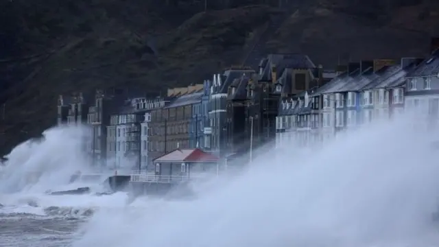 Waves on Aberystwyth seafront