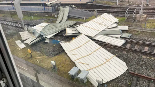 Debris on railway tracks