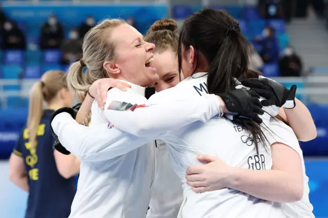 British curlers celebrate winning Olympics semi-final