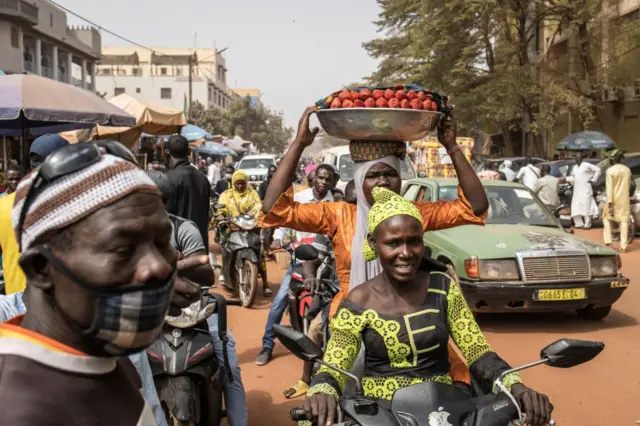 A busy road in Ouagadougou, Burkina Faso.