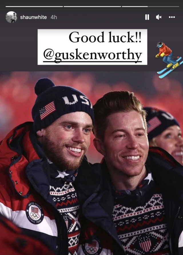 A photo of Gus Kenworthy and Shaun White on Shaun White's Instagram story