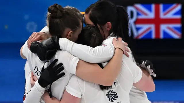 Team GB's women's curlers celebrate