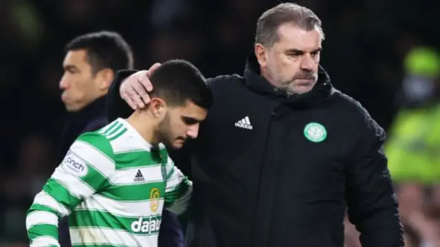 Ange Postecoglou with goalscorer Liel Abada