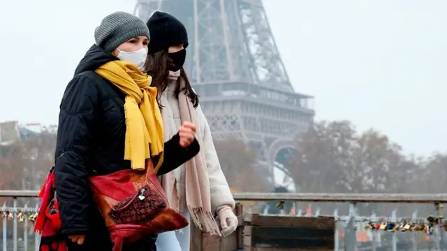 People in Paris wearing masks