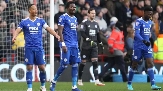 Dejected Leicester players