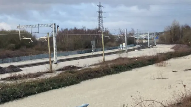 Flooded tram tracks