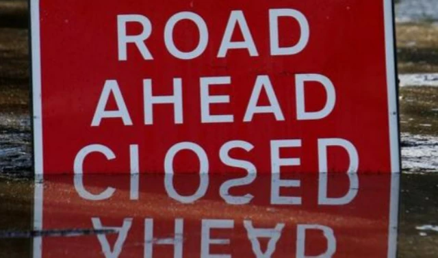 Road closed sign