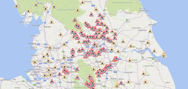 Flood warnings map